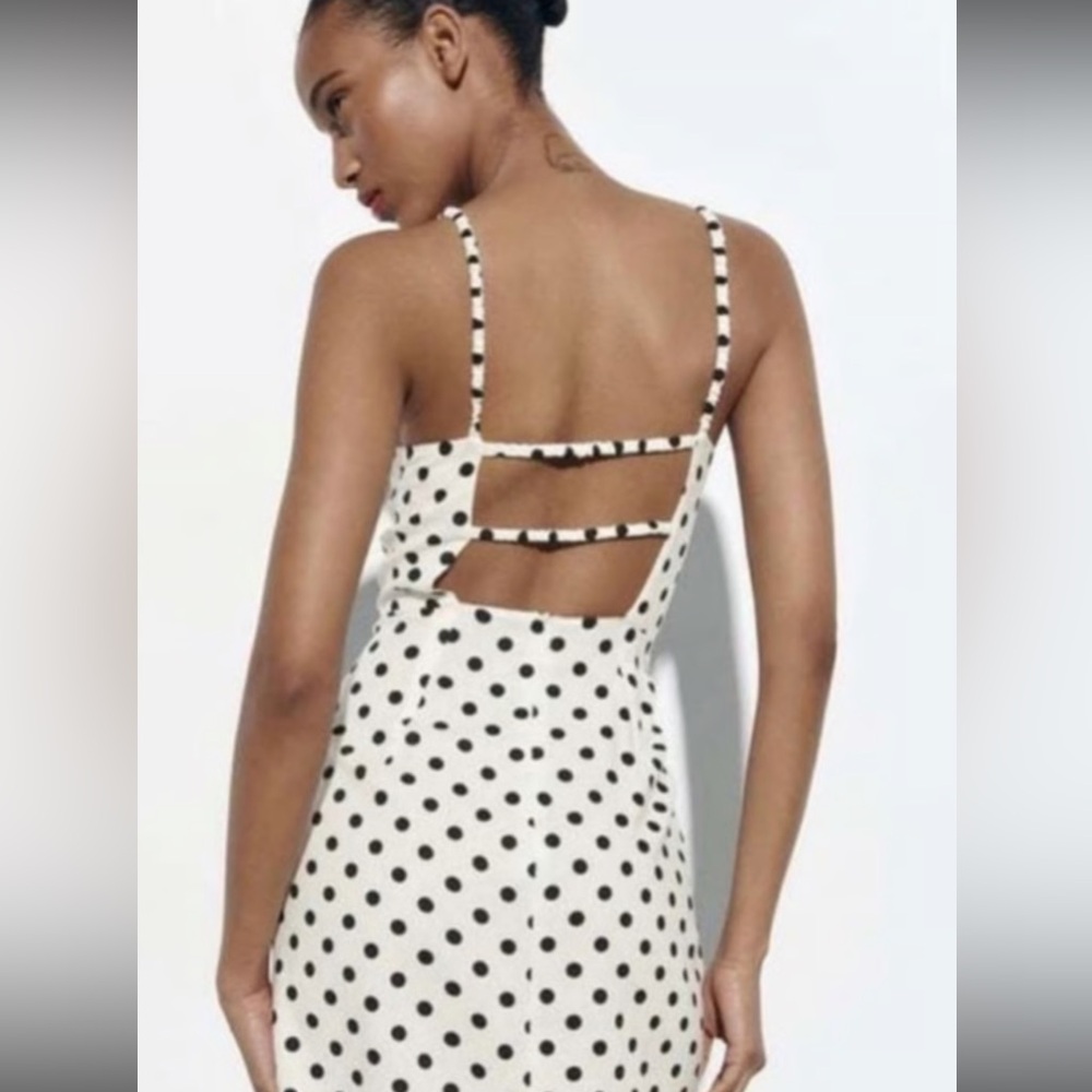 Zara Beige Polka Dot Midi Dress